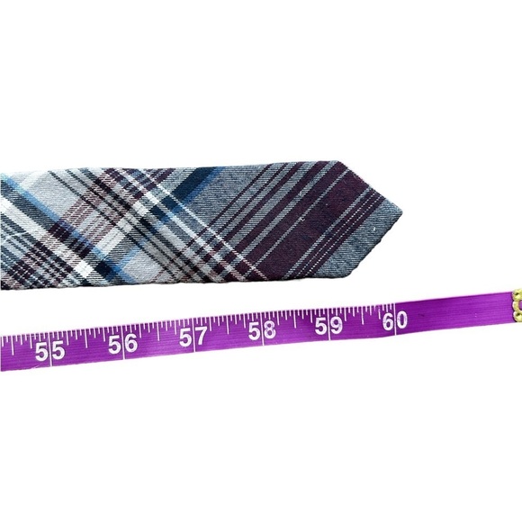 H&M Purple, Blue, and Gray Plaid Skinny Tie​​ - Picture 4 of 7